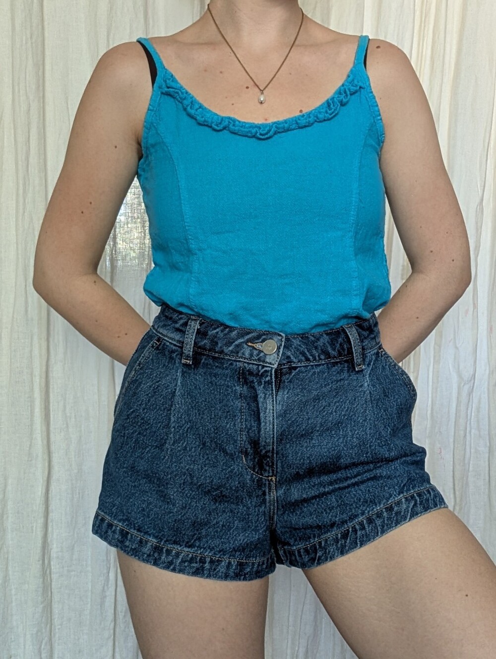 Blue Women’s Ruffle-Trim Tank Top
